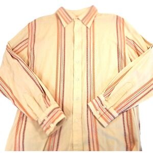 Vtg Y2K Y Chrome Embroidered Shirt Men's L Buttondown Beige Orange Retro Boho